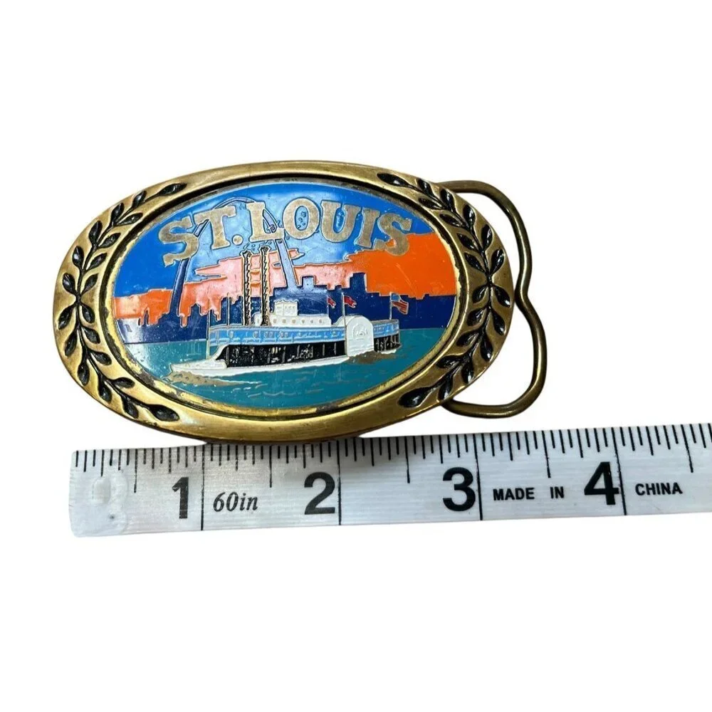 Vintage St. Louis Missouri Belt Buckle Solid Brass Belt Buckle Collectible